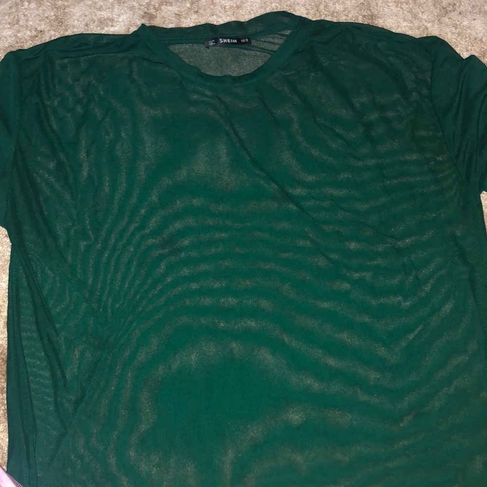 Mesh See through Green Shirt